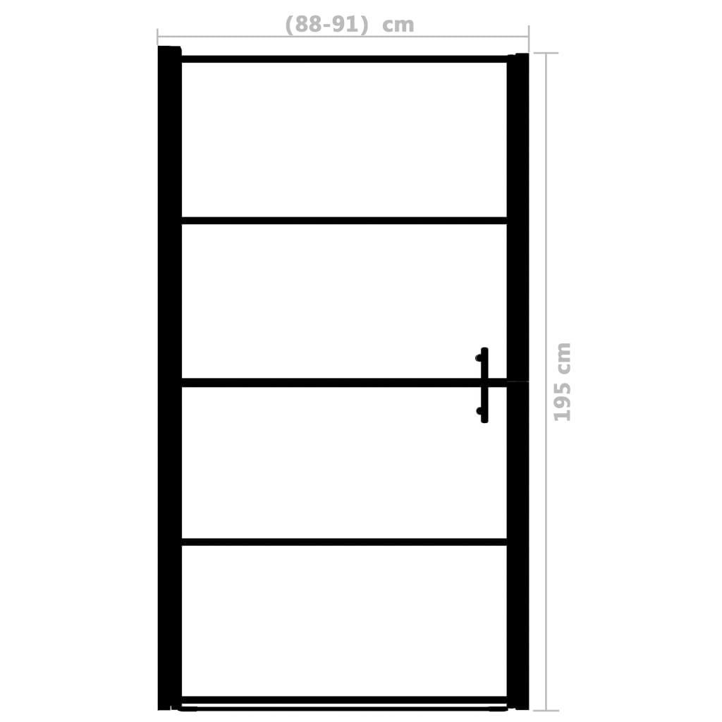 Ușă de duș, negru, 91 x 195 cm, sticlă securizată mată - Kabine.ro - Uși & cabine de duș