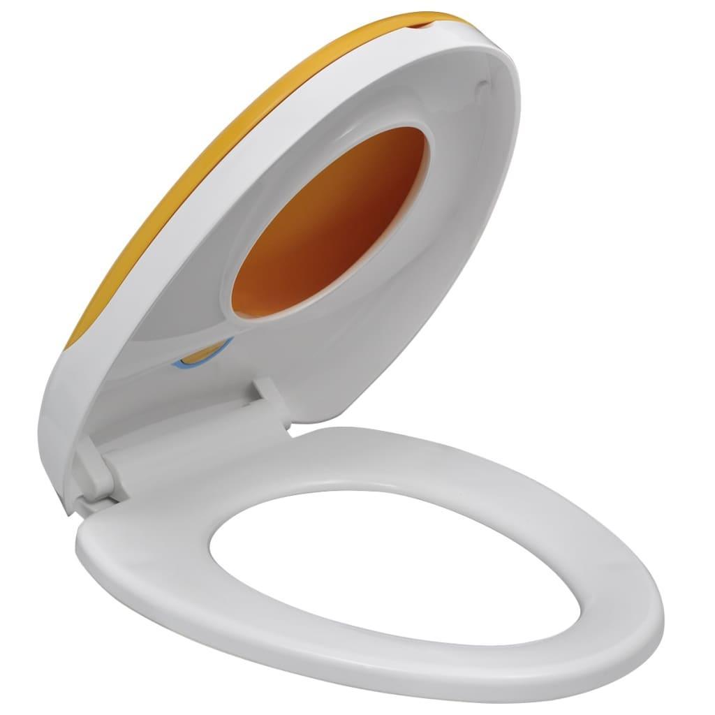 Capac WC cu închidere silențioasă, alb & galben, adulți/copii - Kabine.ro - Vase WC & bideuri