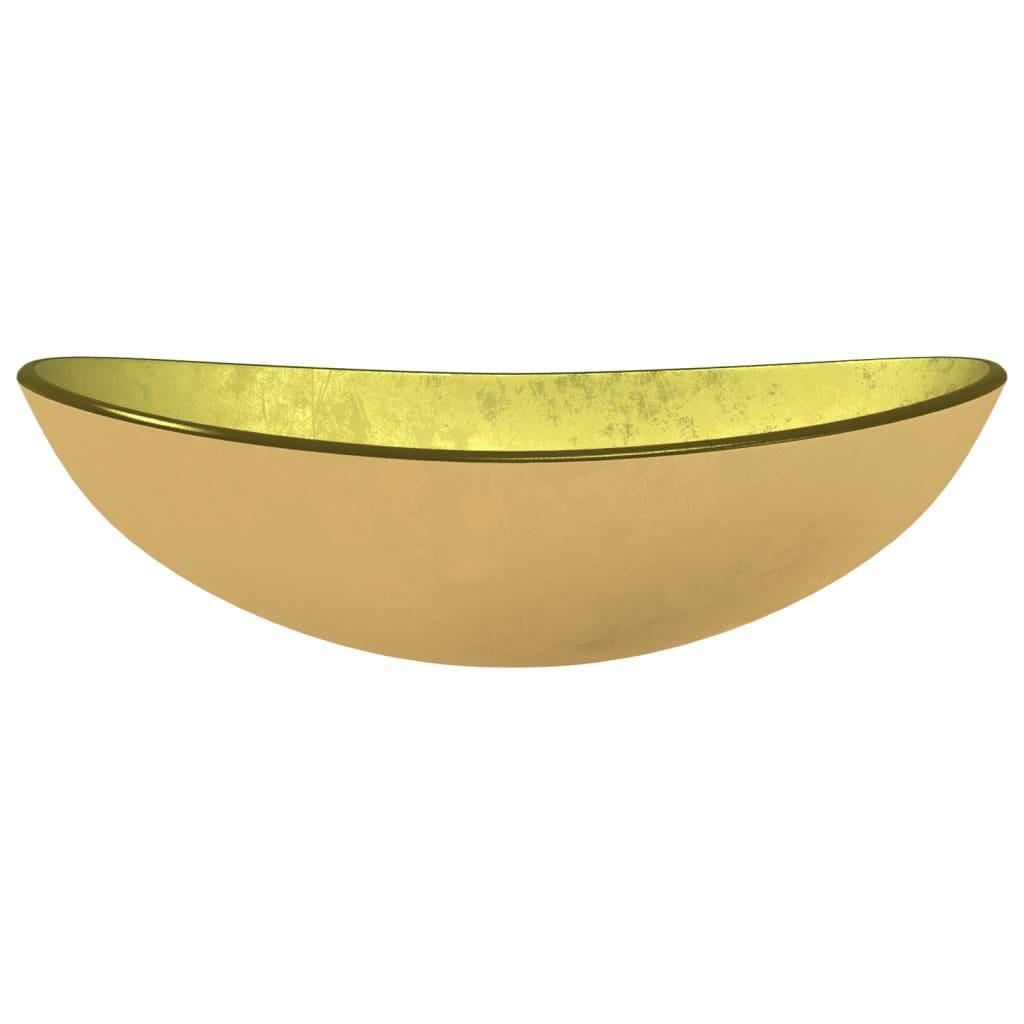 Chiuvetă din sticlă securizată, auriu, 54,5x35x15,5 cm - Kabine.ro - Chiuvete baie