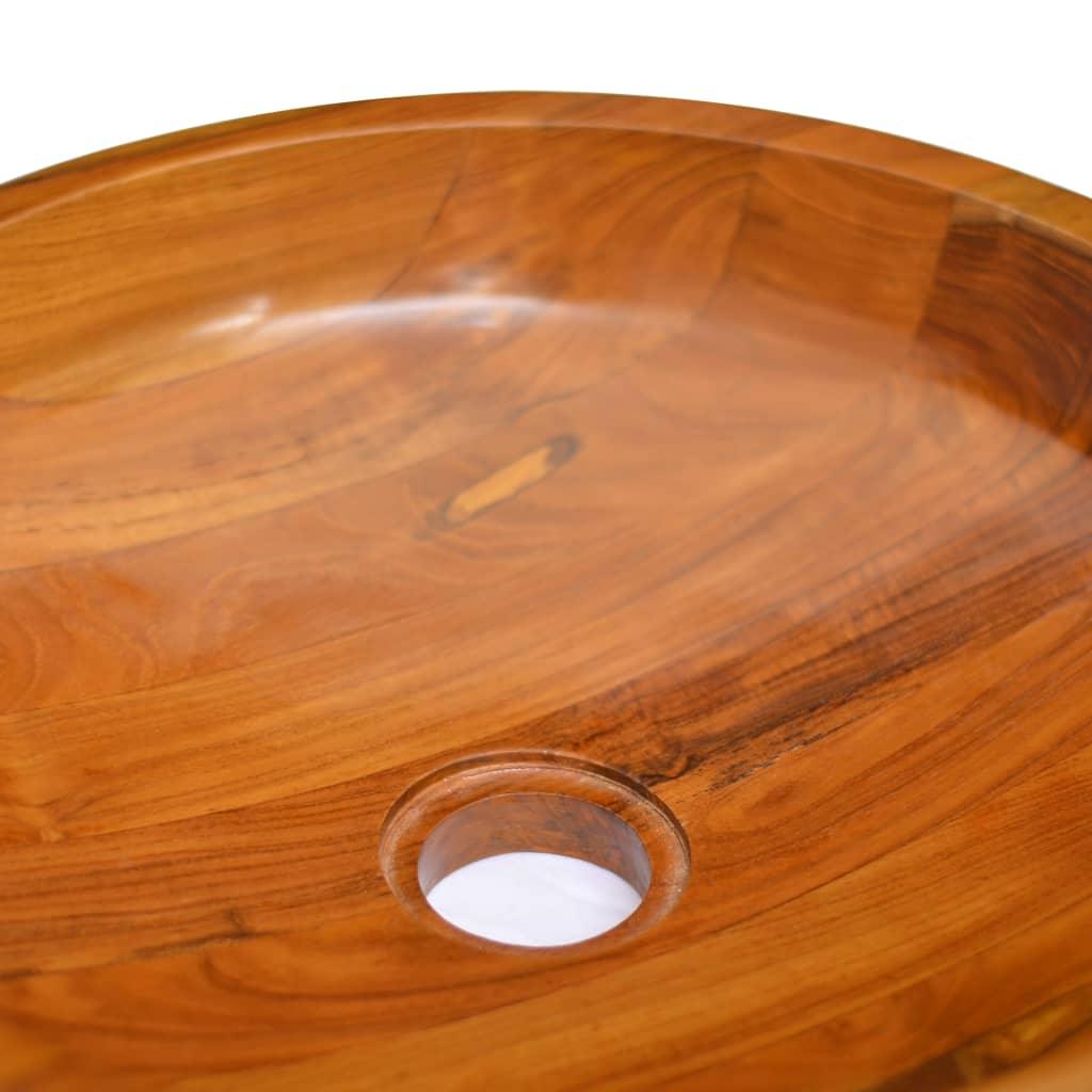Chiuvetă, Φ40x10 cm, lemn masiv de tec - Kabine.ro - Chiuvete baie