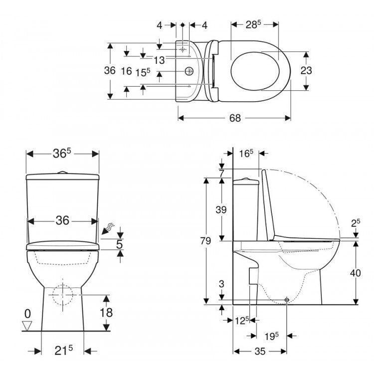 GEBERIT SELNOVA SET WC PE PARDOSEALA REZERVOR CAPAC WC - Kabine.ro -