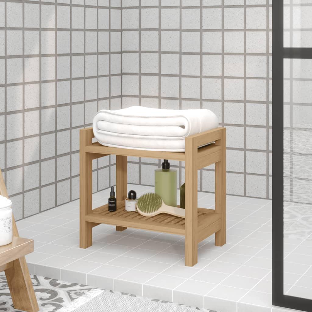 Măsuță laterală de baie, 45x30x45 cm, lemn masiv de tec - Kabine.ro - Accesorii și articole pentru baie