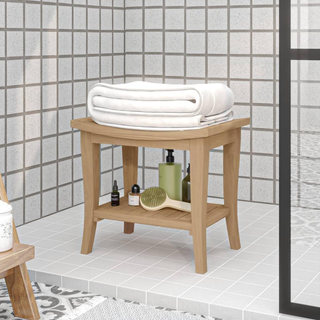 Măsuță laterală de baie, 50x35x45 cm, lemn masiv de tec - Kabine.ro - Accesorii și articole pentru baie