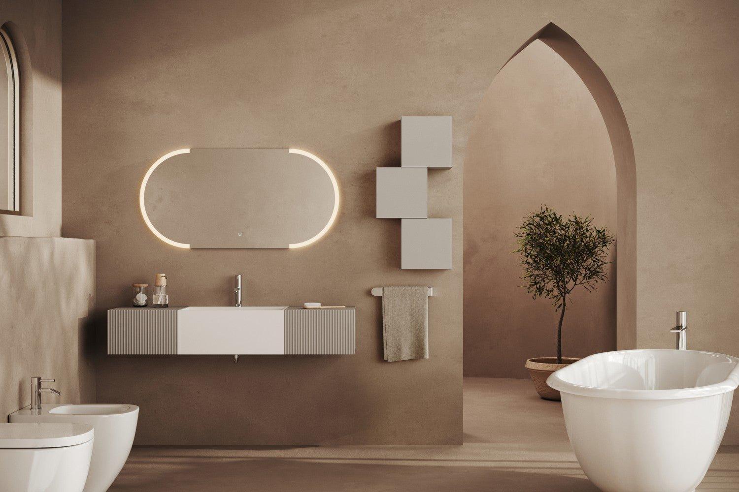 Oglinda baie cu iluminare LED, buton touch, 120x60 cm - Kabine.ro -