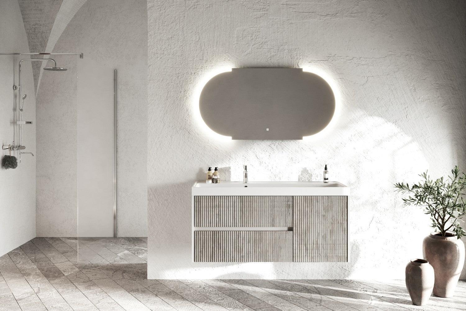 Oglinda baie cu iluminare LED, buton touch, 120x60 cm - Kabine.ro -