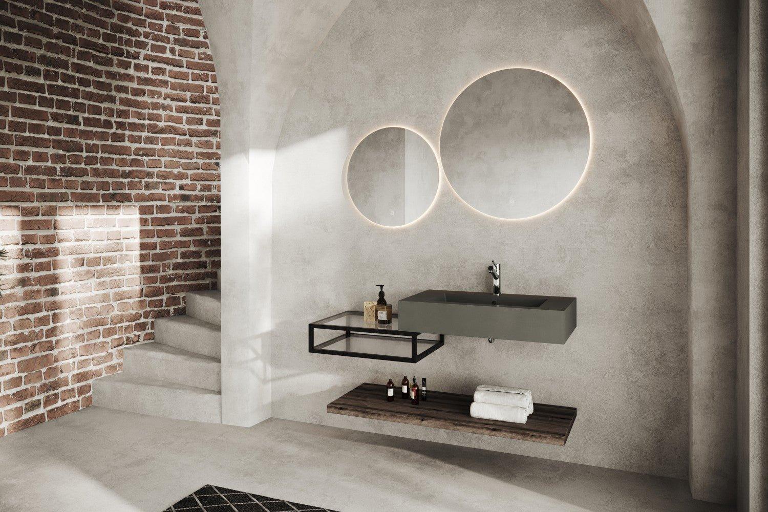 Oglinda baie cu iluminare LED, buton touch, 60x60 cm - Kabine.ro -