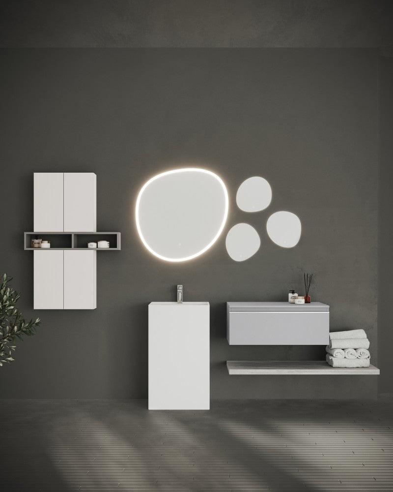 Oglinda baie cu iluminare LED, buton touch, 82x72 cm - Kabine.ro -