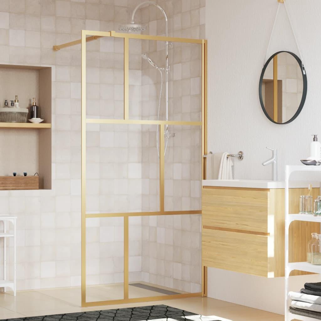 Paravan de duș walk-in auriu 115x195 cm sticlă ESG transparentă - Kabine.ro - Paravane și pereți de duș