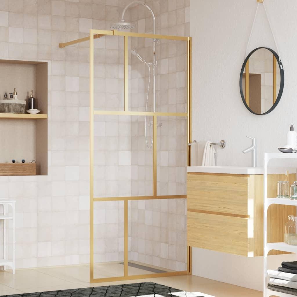 Paravan de duș walk-in auriu, 90x195 cm sticlă ESG transparentă - Kabine.ro - Paravane și pereți de duș