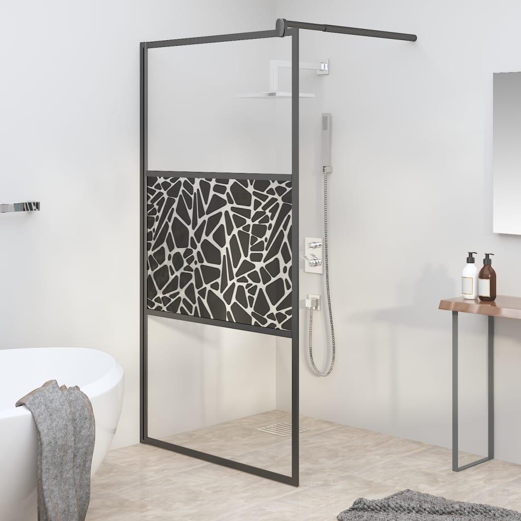 Paravan de duș walk-in negru 100x195 cm sticlă ESG model piatră - Kabine.ro - Paravane și pereți de duș