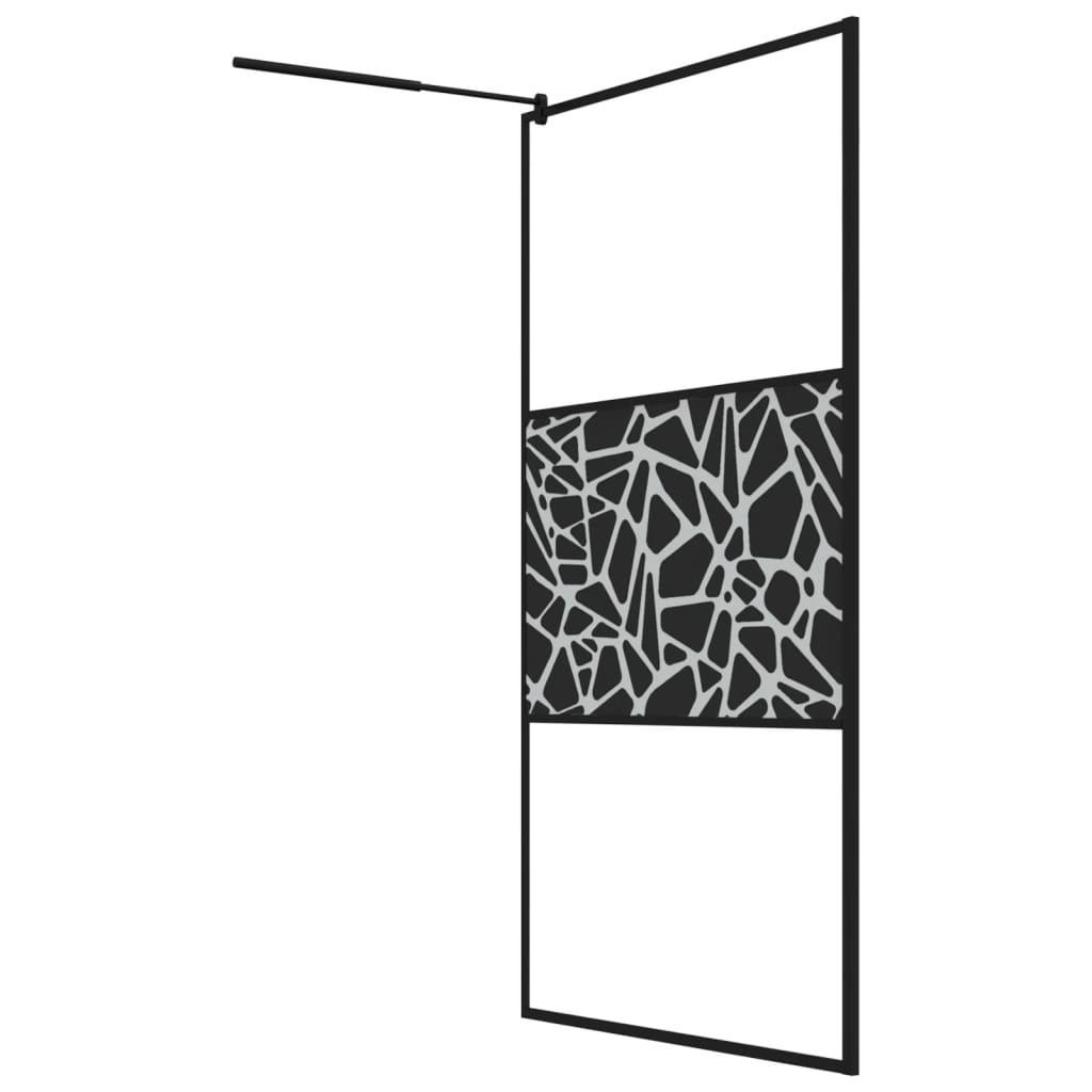 Paravan de duș walk-in negru 115x195 cm sticlă ESG model piatră - Kabine.ro - Paravane și pereți de duș