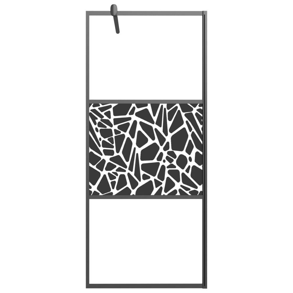 Paravan de duș walk-in negru 80x195 cm sticlă ESG model piatră - Kabine.ro - Paravane și pereți de duș