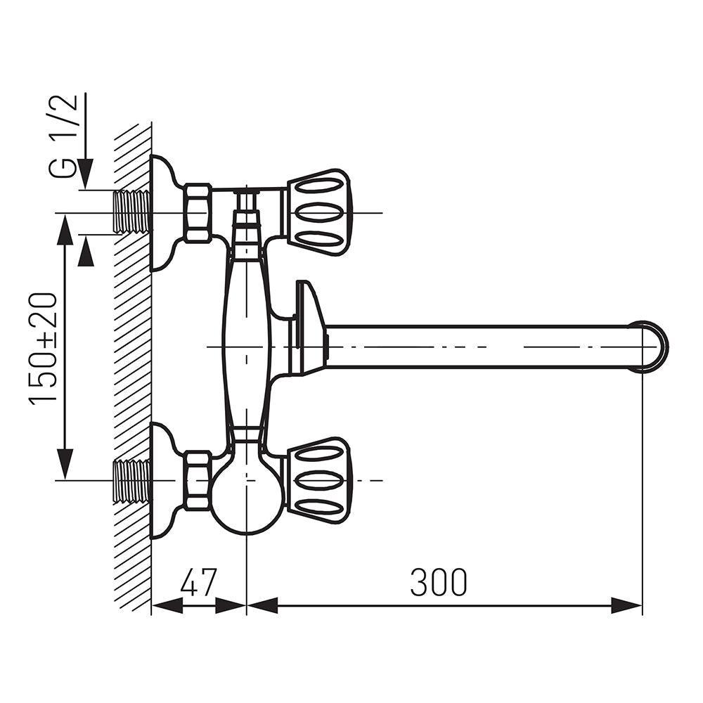 Standard - baterie perete cada-dus cu set de dus inclus - Kabine.ro - Baterii