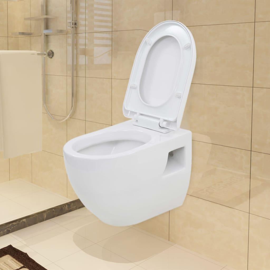 Toaletă cu montare pe perete, ceramică, alb - Kabine.ro - Vas WC