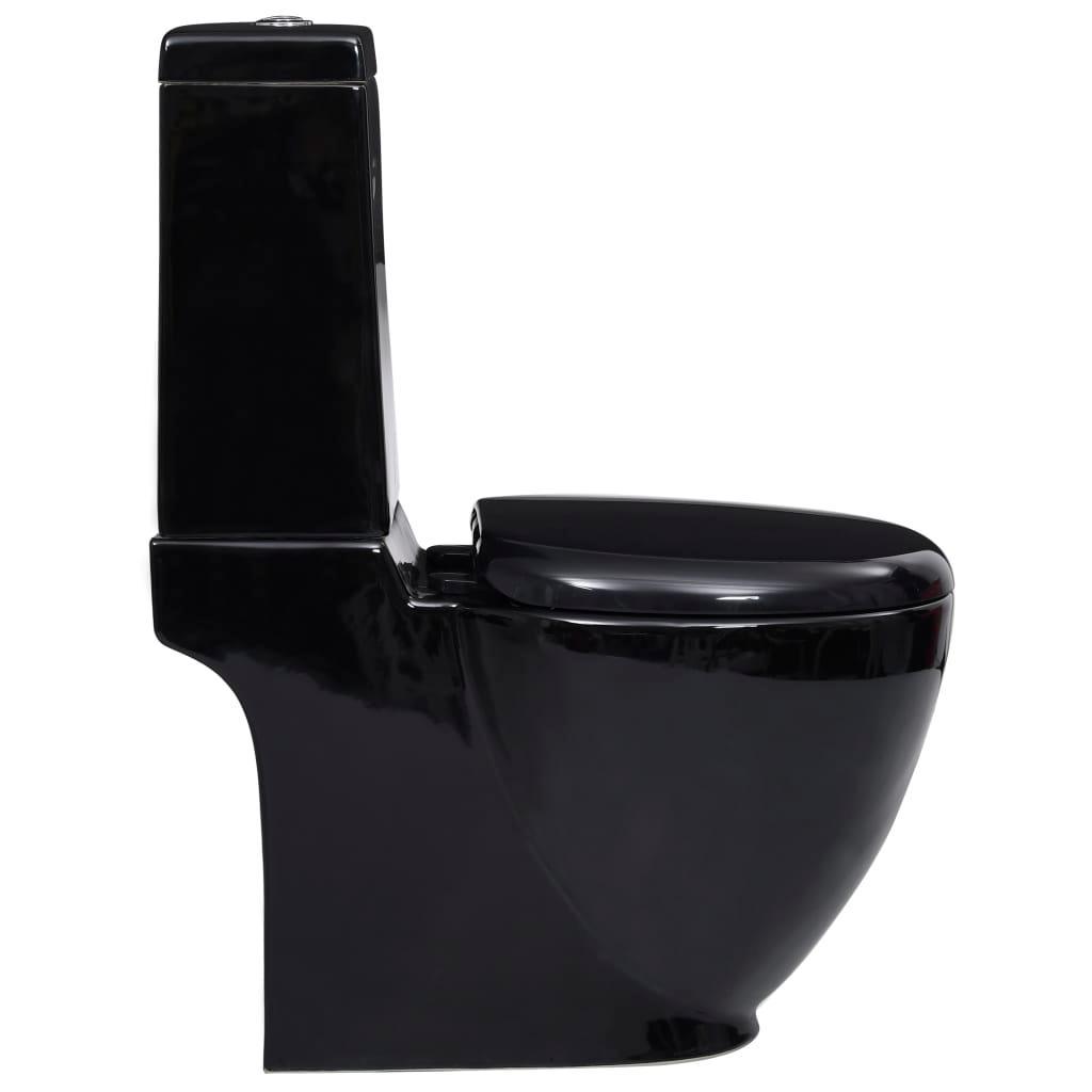 Toaletă, negru, ceramică, flux de apă în spate - Kabine.ro - Vase de toaletă și WC