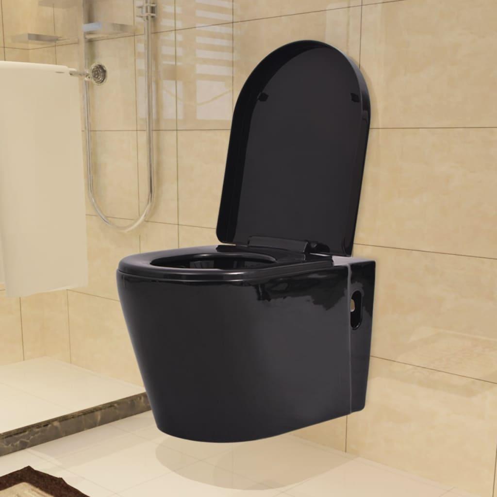 Vas toaletă suspendat cu rezervor încastrat, ceramică, negru - Kabine.ro - Vase de toaletă și WC