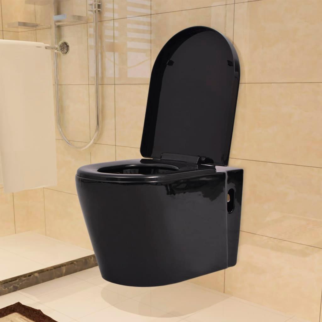 Vas toaletă suspendat cu rezervor încastrat, negru, ceramică - Kabine.ro - Vase de toaletă și WC