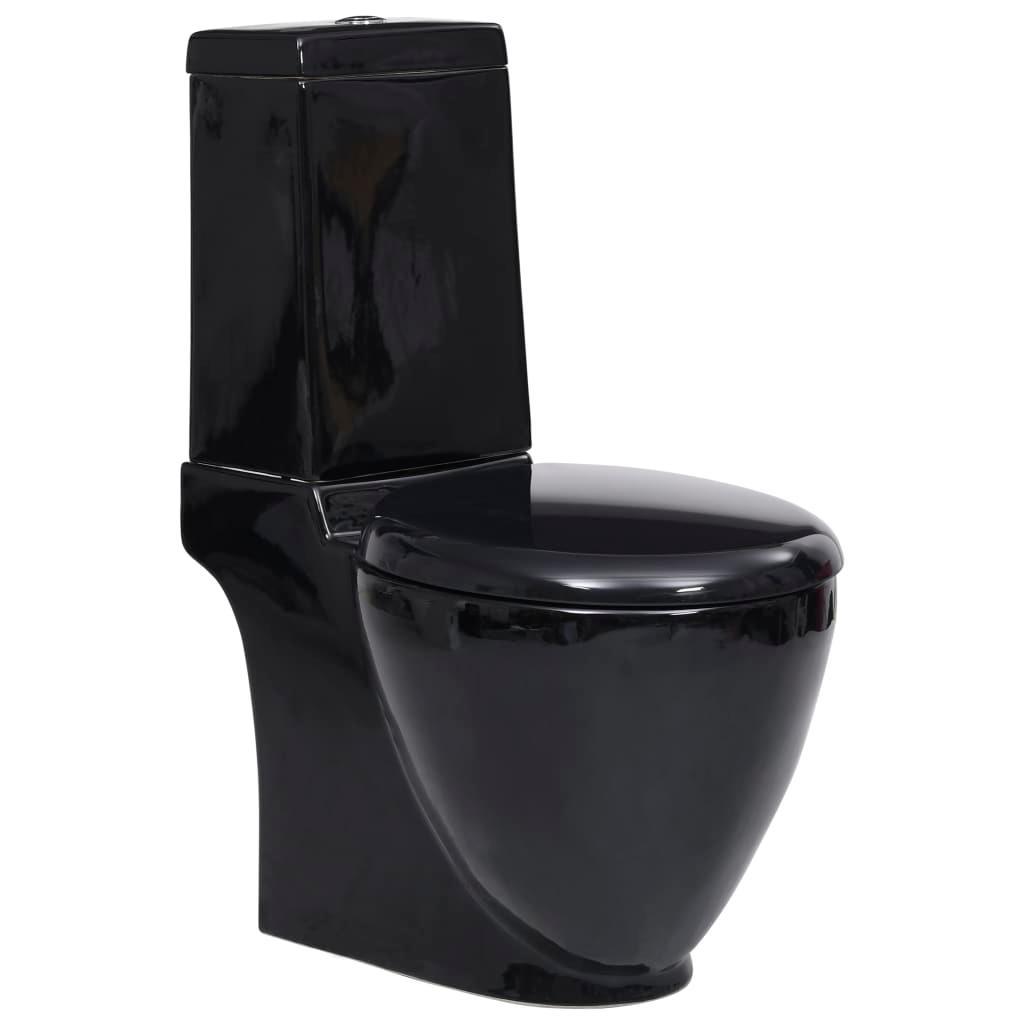 Vas WC toaletă baie, negru, ceramică, rotund, flux inferior - Kabine.ro - Vase de toaletă și WC