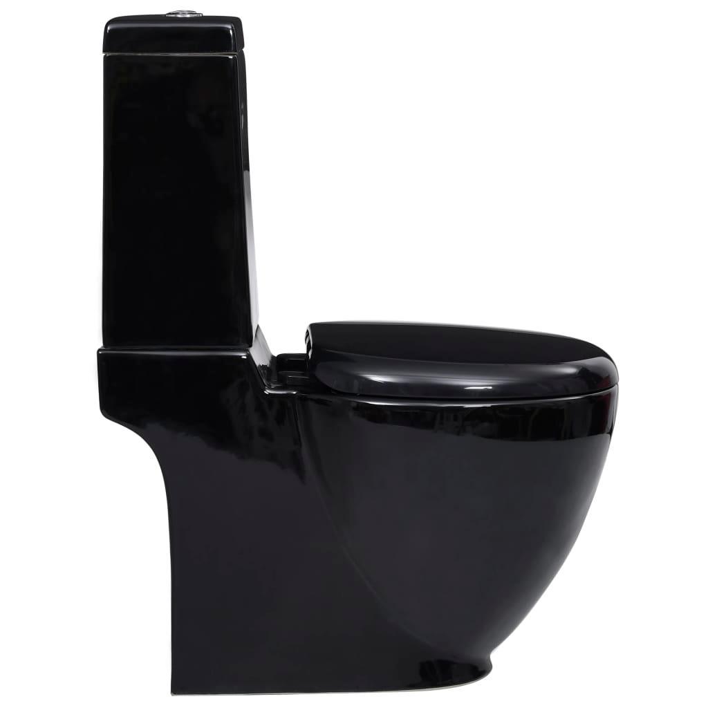 Vas WC toaletă baie, negru, ceramică, rotund, flux inferior - Kabine.ro - Vase de toaletă și WC